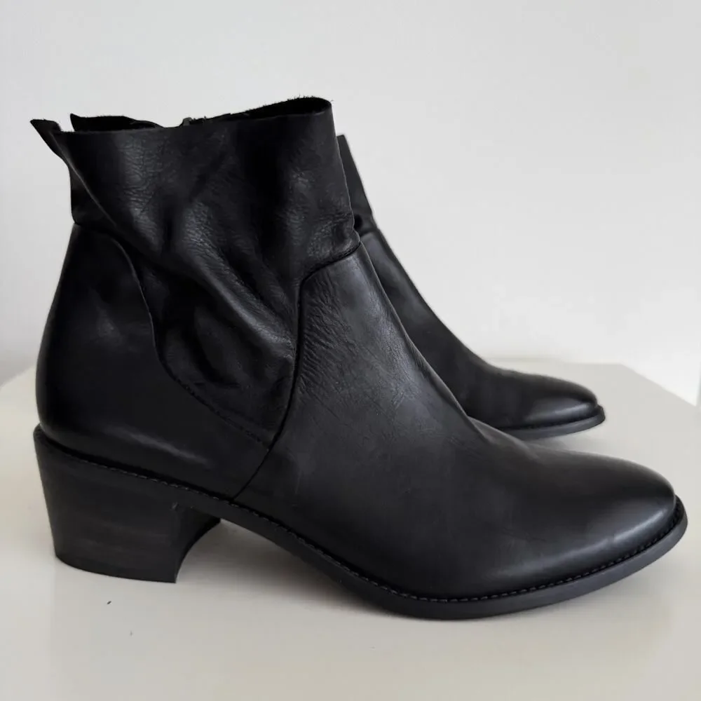 Paul Green Ankle Boots Womens 8 Black Leather Suzette Bootie Quiet Luxury Staple